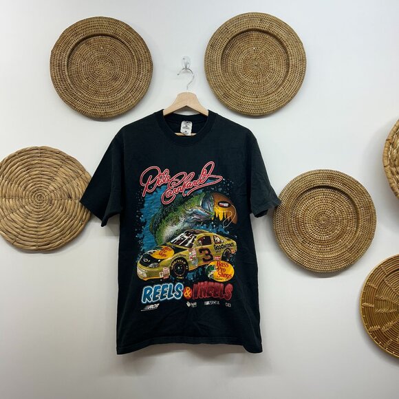 Bass Pro Shops Other - Vintage Bass Pro Dale Earnhardt Black Reels & Wheels Graphic T-Shirt Mens Medium